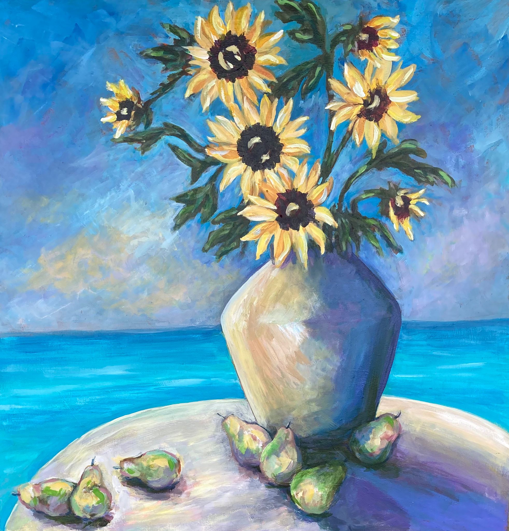 Pears and Blooms painting